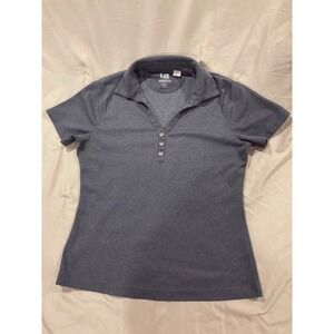 Cutter & Buck Womens CB DryTec Ribbed Polo Shirt Gray Short Sleeve Size M